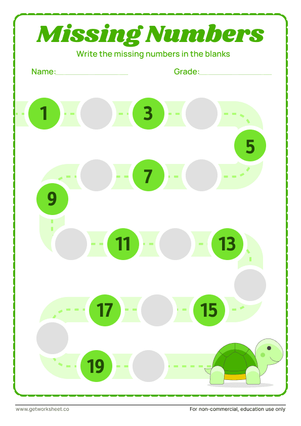 Missing number worksheet 4