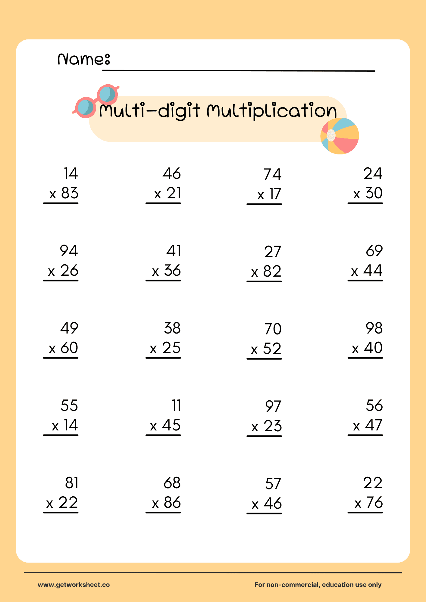 Free multi digit multiplication worksheets