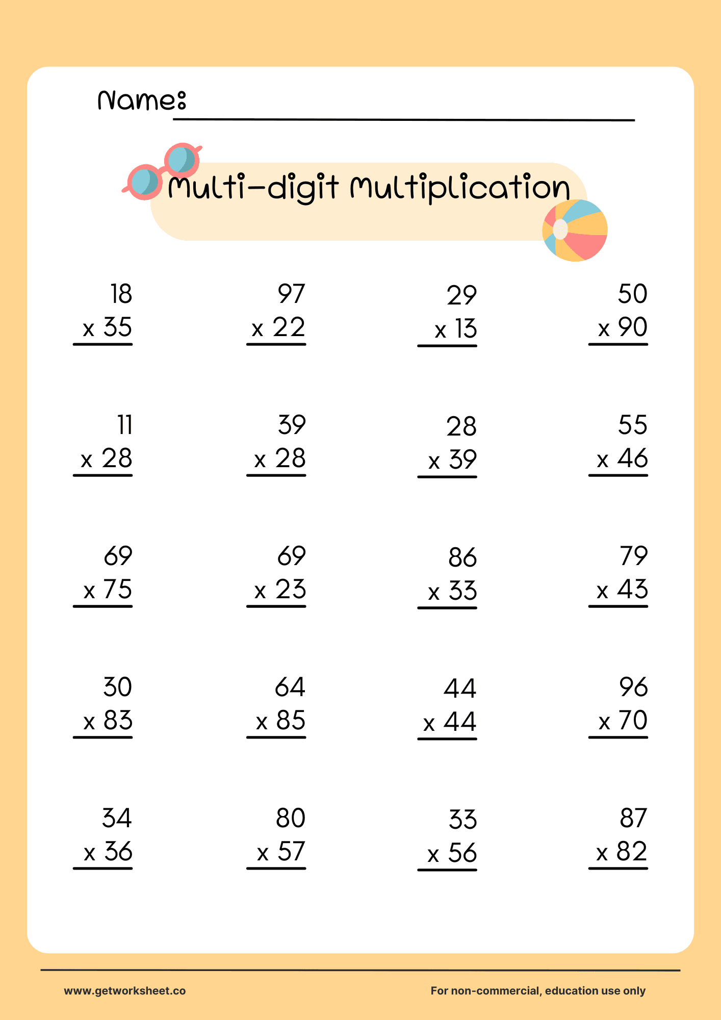 Multi digit multiplication printable 4