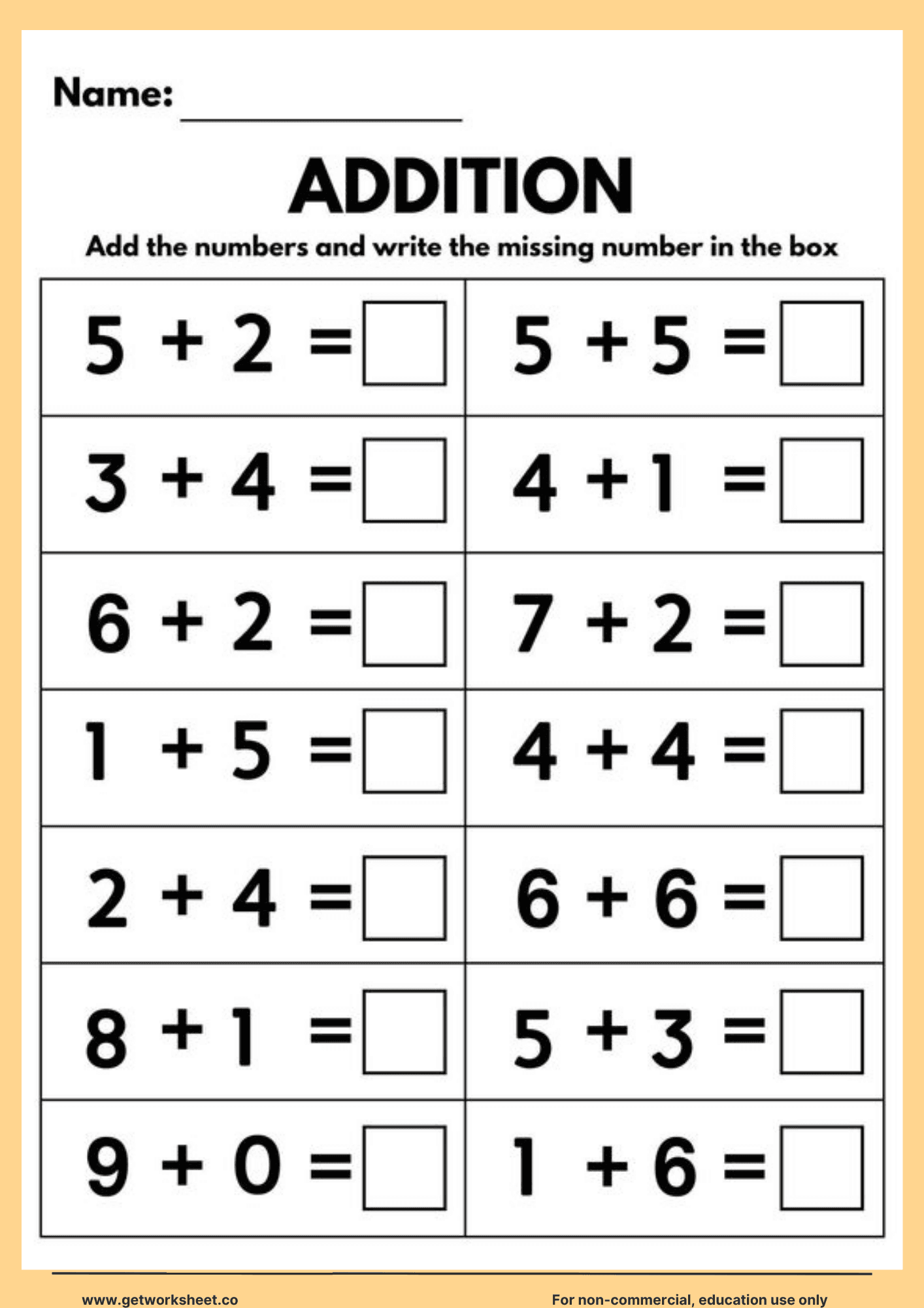 Addition worksheet 4