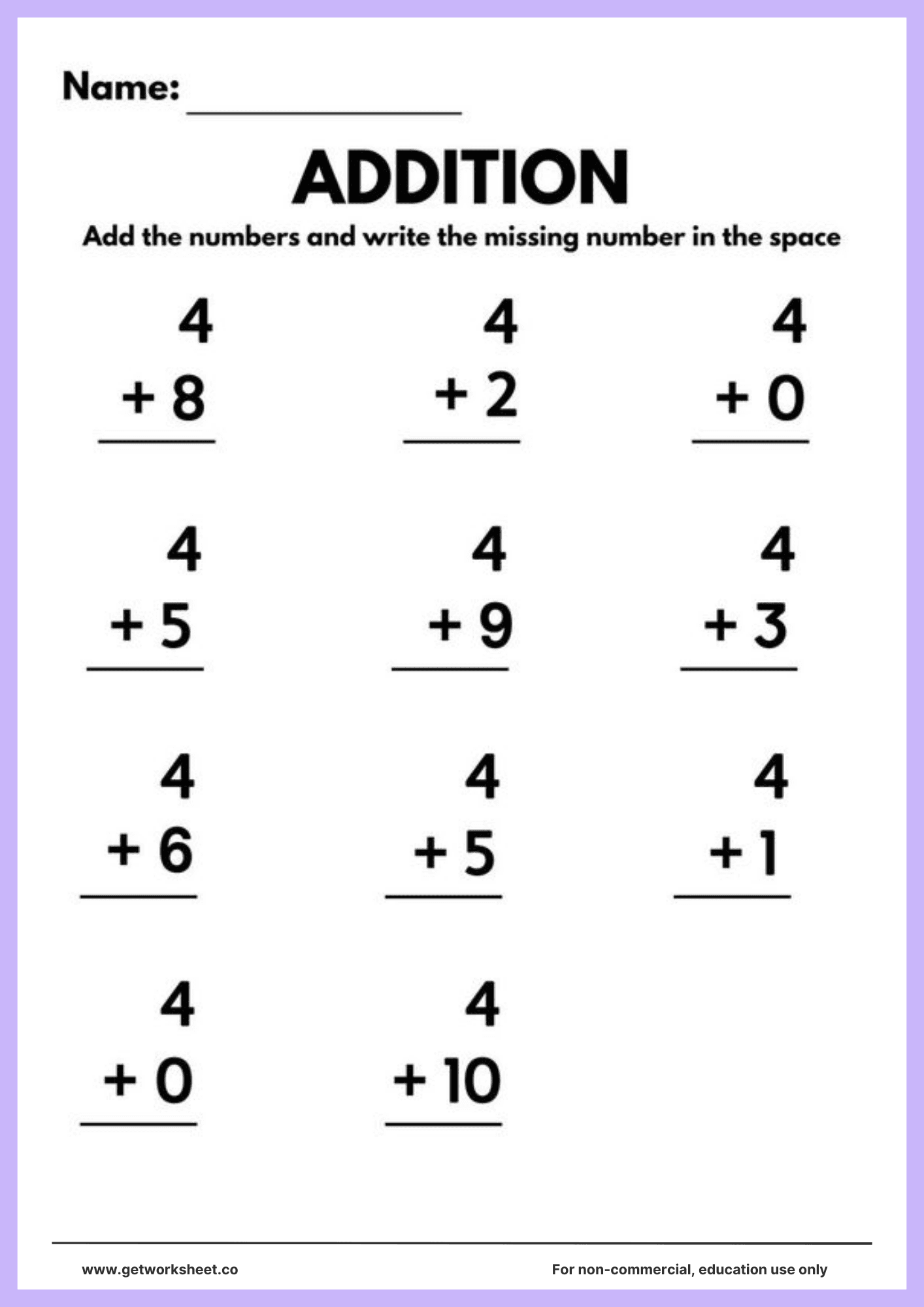 Addition worksheet 5