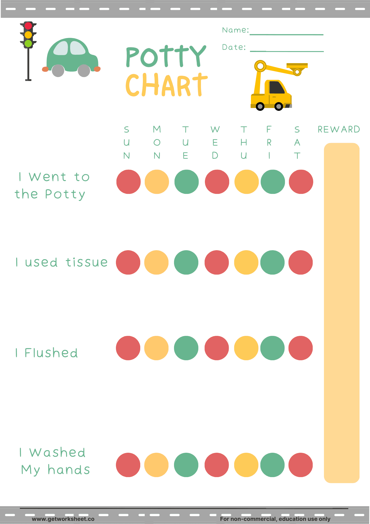 Potty training chart printable 2