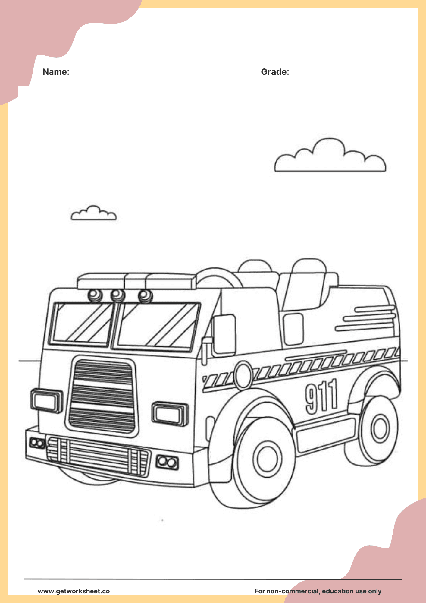Fire truck coloring page printable 2