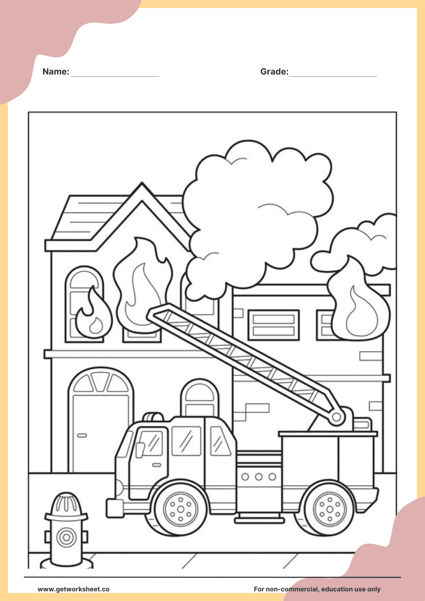 Fire truck coloring page printable 3