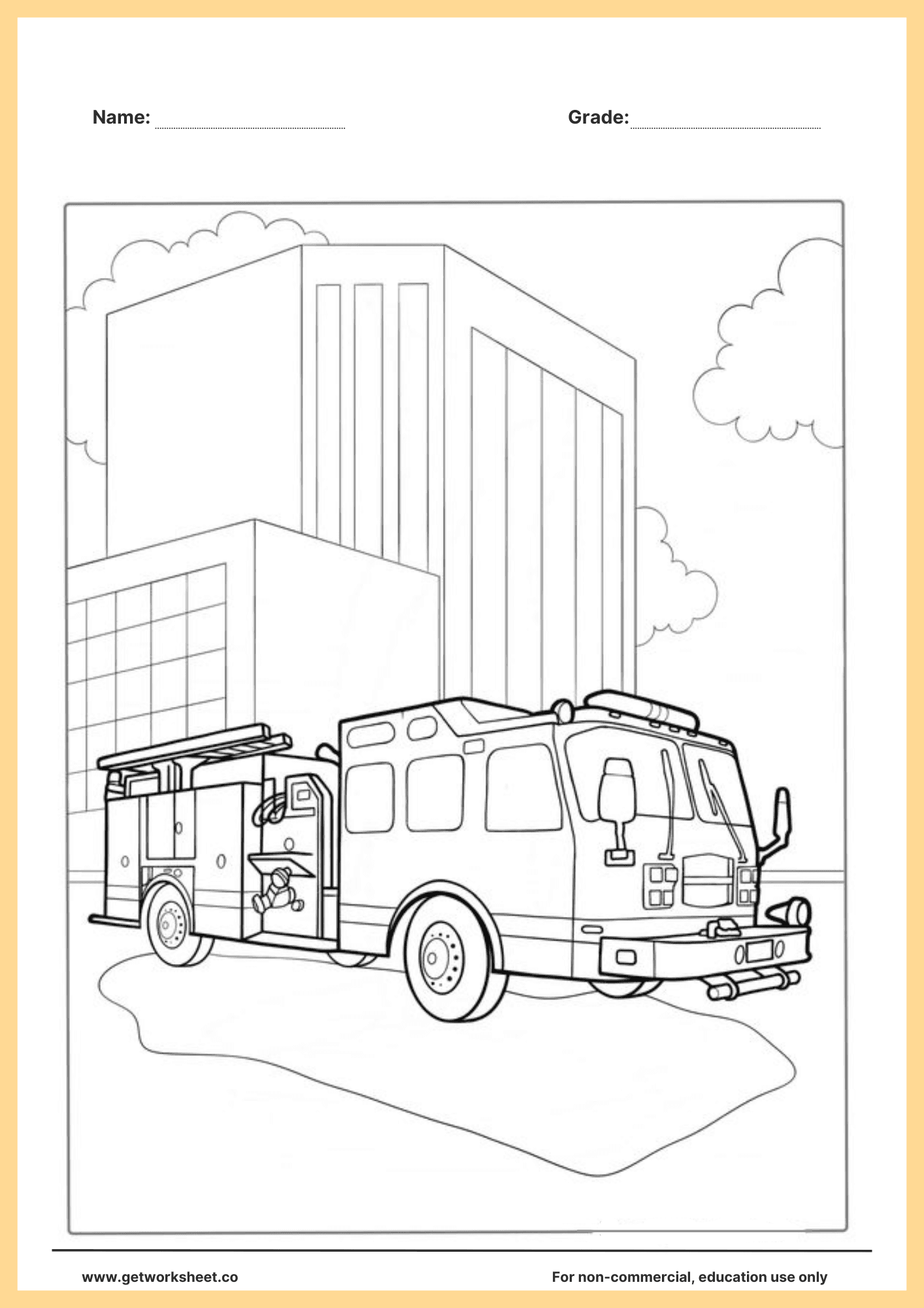Fire truck coloring page printable 4