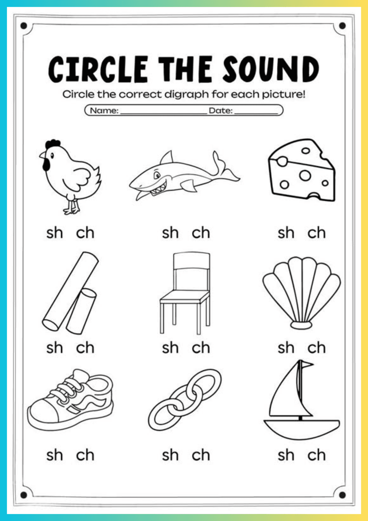Free phonics worksheets