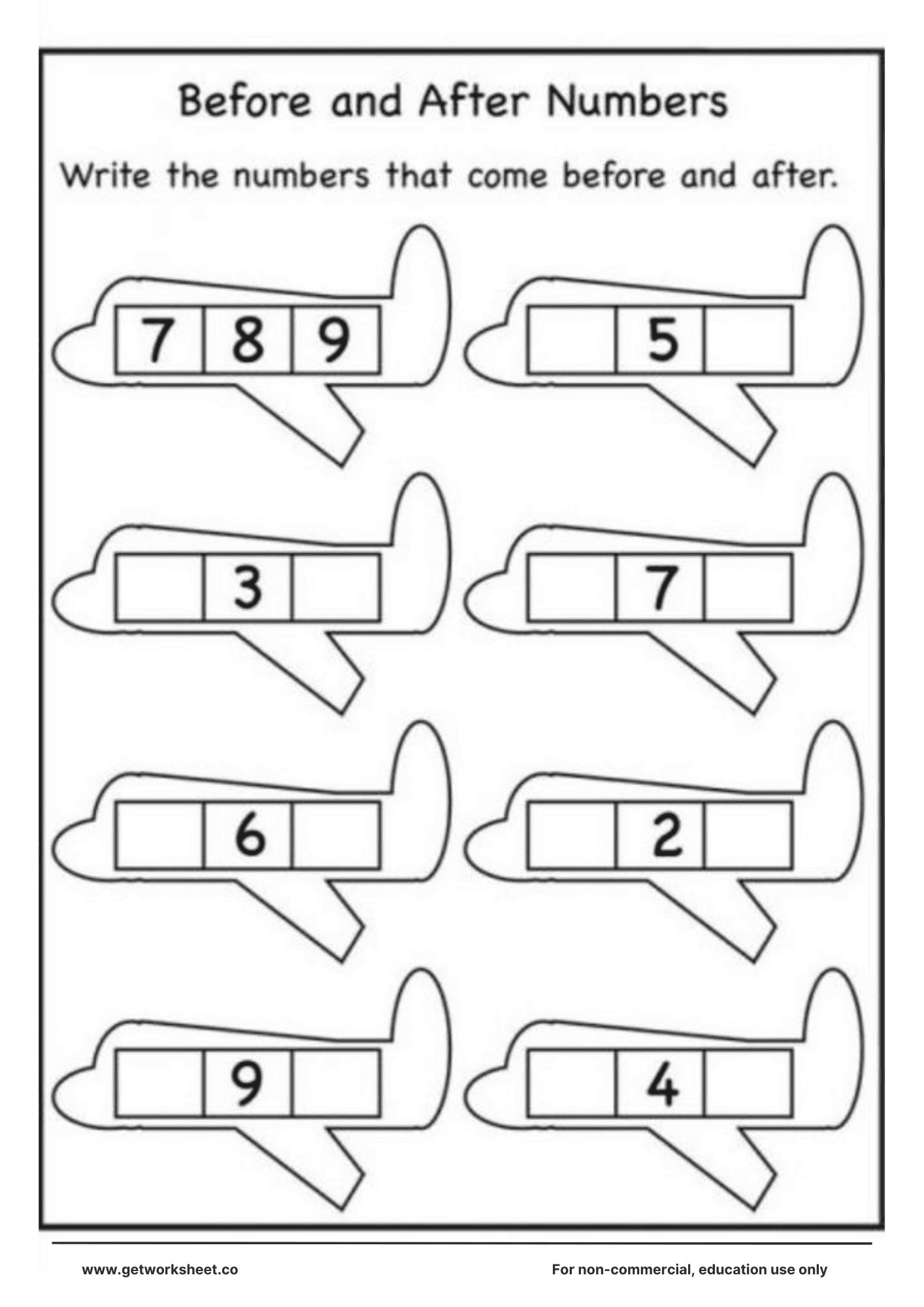 Before and after numbers worksheet 4