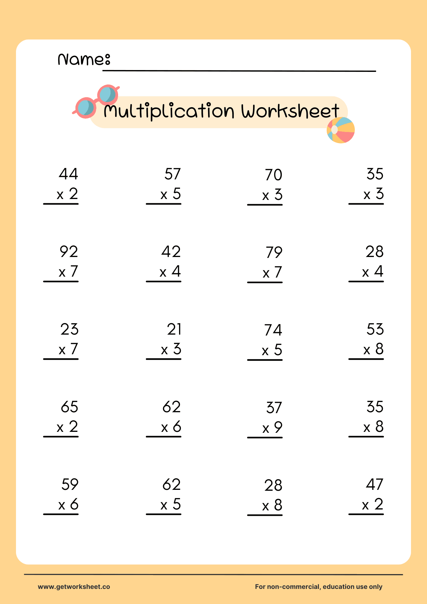 Free multiplication worksheets