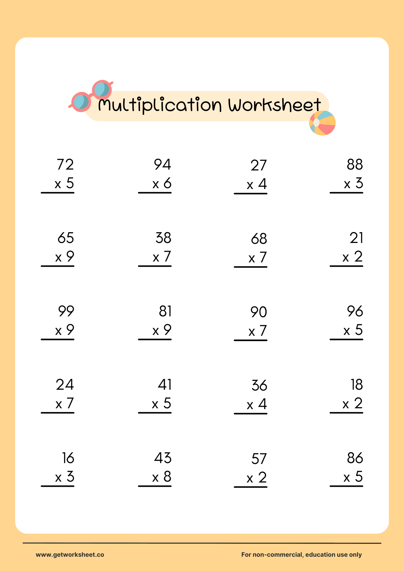 Multiplication worksheet 4