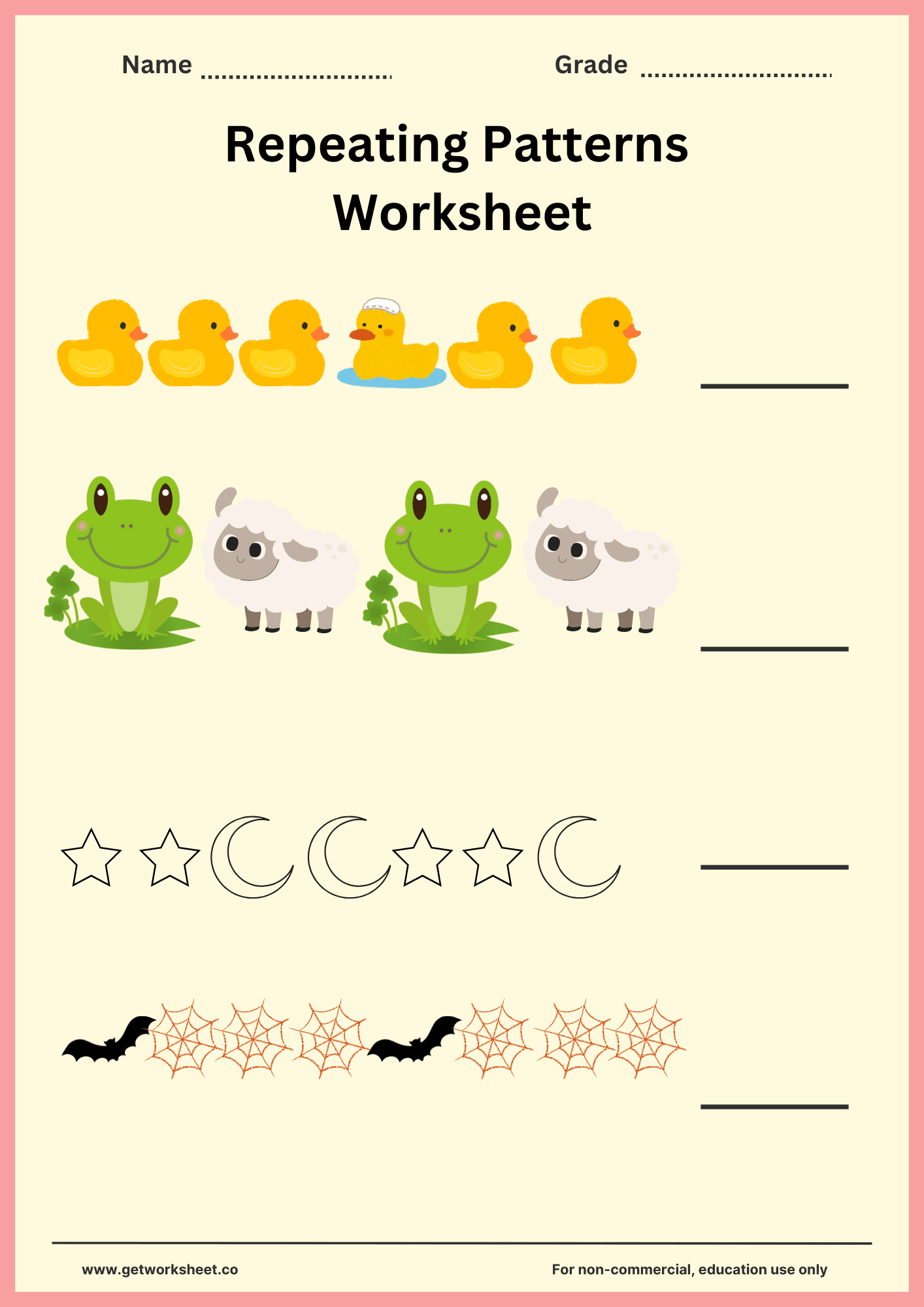Repeating patterns worksheet 2