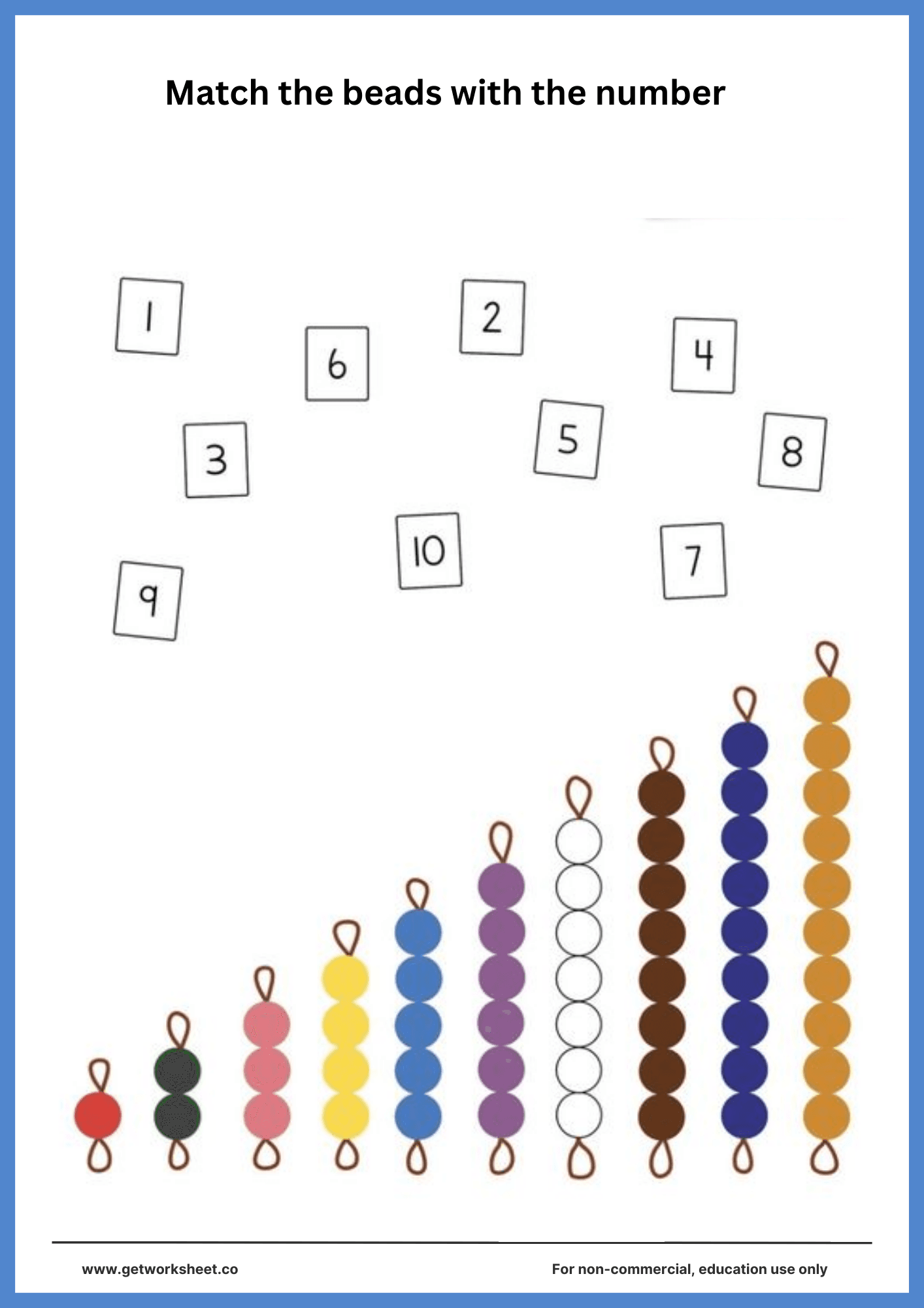 Montessori beads worksheet 4