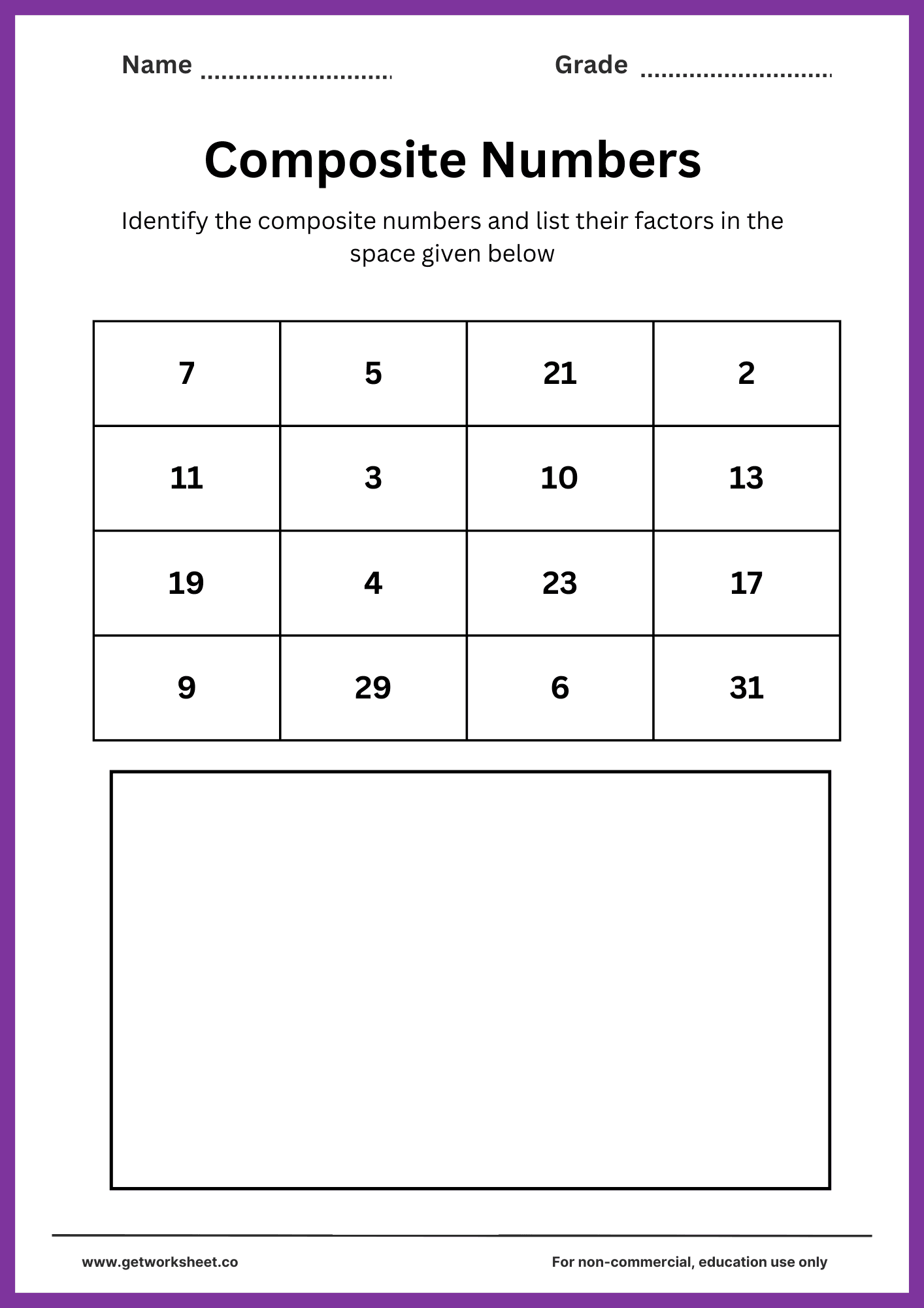 Composite number worksheet 4