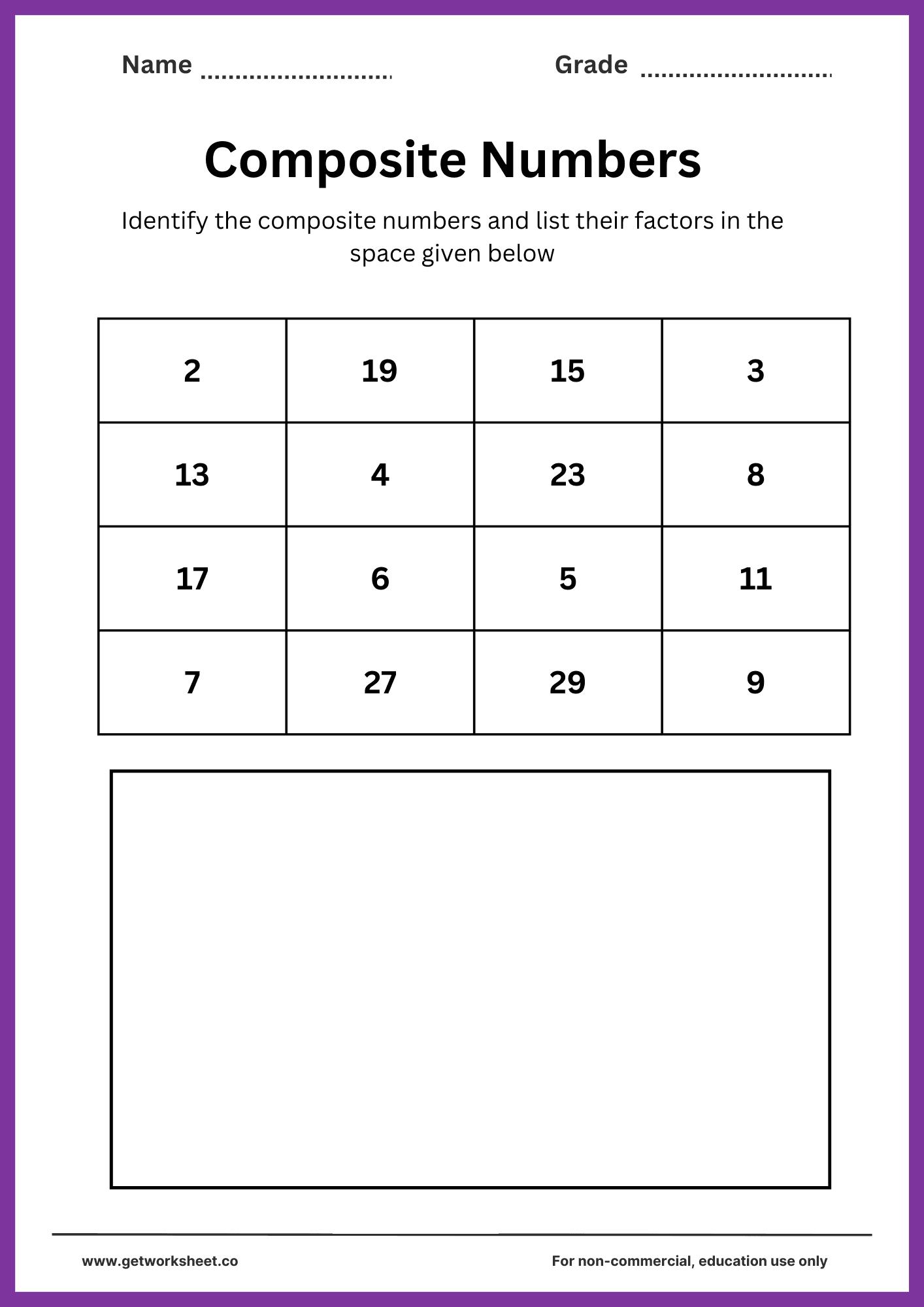 Composite number worksheet 5