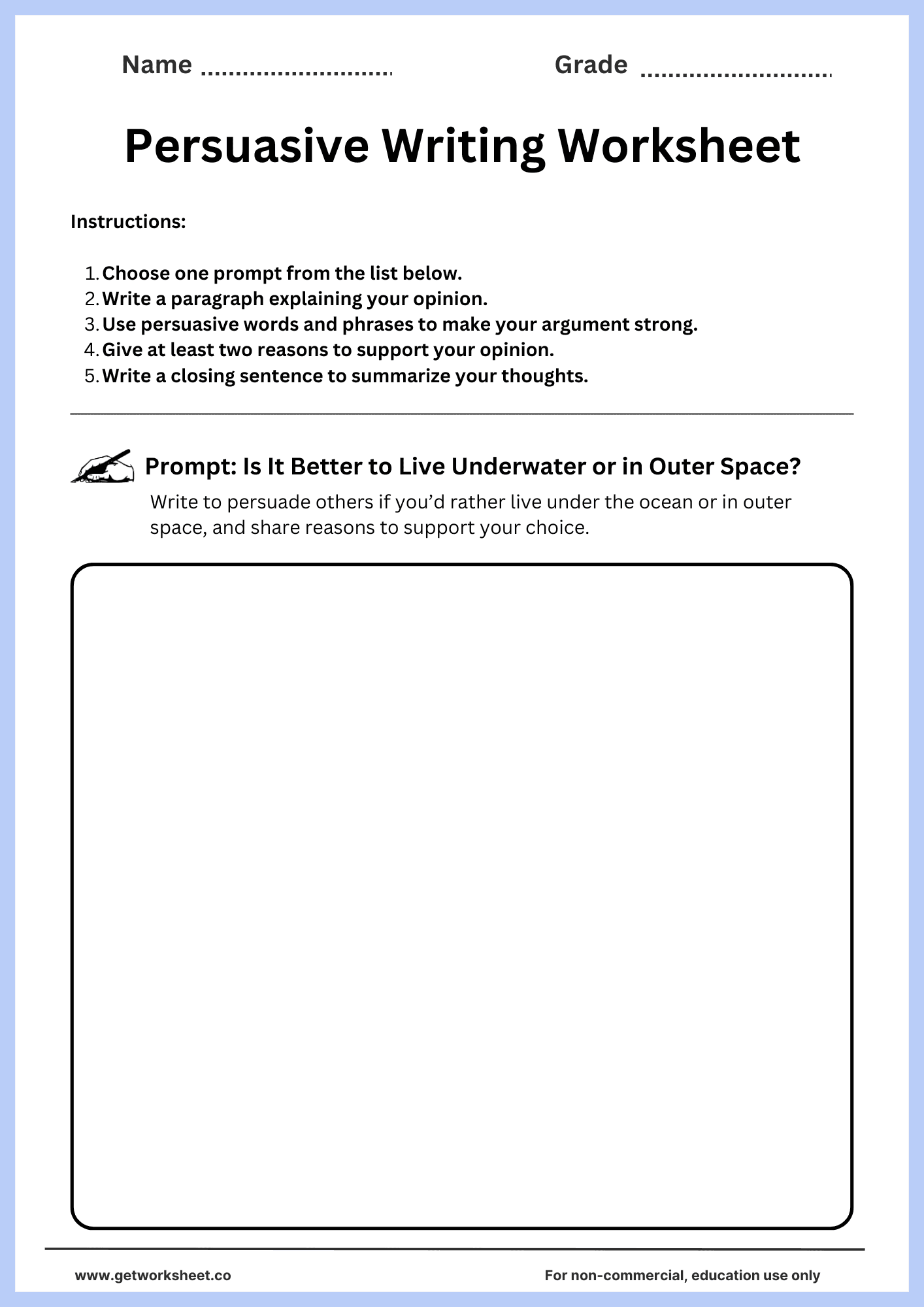 Persuasive writing worksheet 2