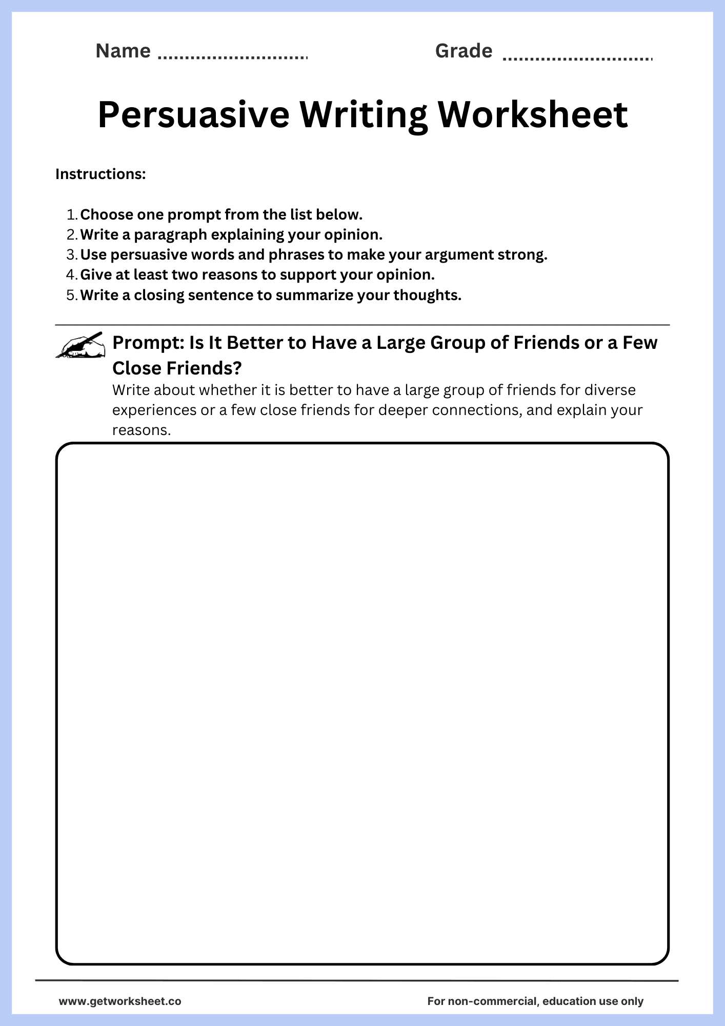 Persuasive writing worksheet 5