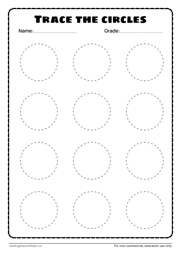 Circle tracing worksheet 1