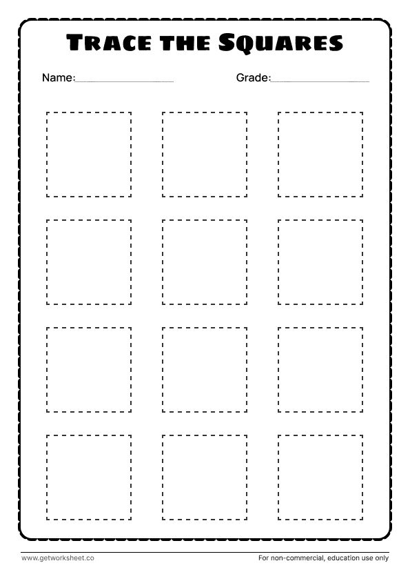 Square tracing worksheet 1