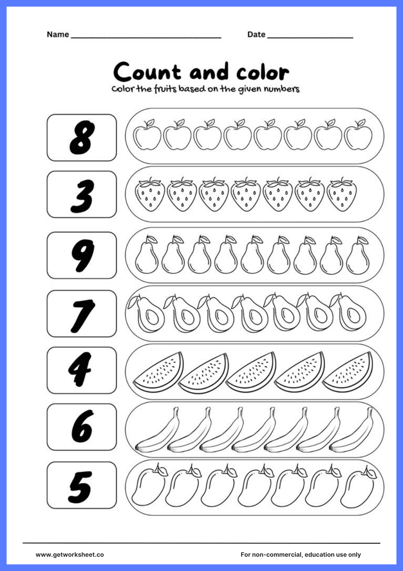 Count and color worksheet 5