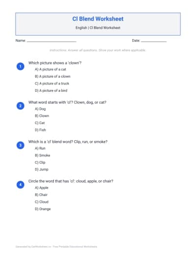Cl Blend Worksheets
