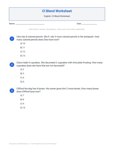 Cl Blend Worksheet
