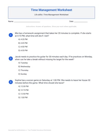Time Management Worksheet