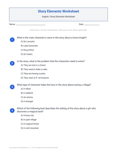 Story Elements Worksheets